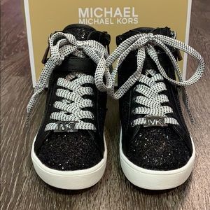 Michael Kors Ivy Calla Black Hi Top Sneakers SZ 12